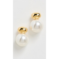 Gold Pearl Stud Drop Earrings