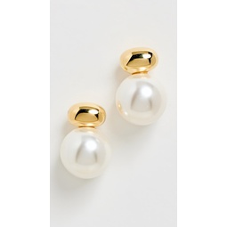 Gold Pearl Stud Drop Earrings