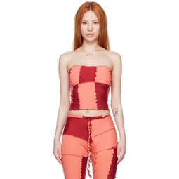 Pink   Red Nylon Tube Top 221556F111001