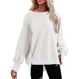 SHEWIN Sweatshirts for Women Crewneck Fall Lightweight Solid Color 2023 Fashion Warm Oversized Fit Pullover Sweatshirts