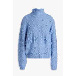 Cornelia pompom-embellished cable-knit merino wool-blend turtleneck sweater