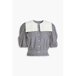 Doria embroidered checked cotton blouse