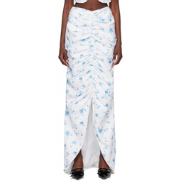 White Floral Maxi Skirt 241901F093005