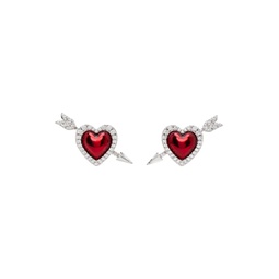 Silver   Red YVMIN Edition Enamel Heart Arrow Earrings 232901F022021