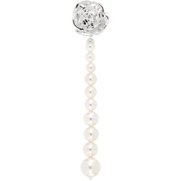 Silver YVMIN Edition Pearl Chain Rose Single Earring 241901F022037