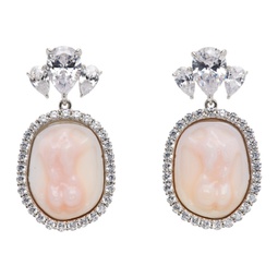 Silver & Pink Bareback Embossed Earrings 241901F022019