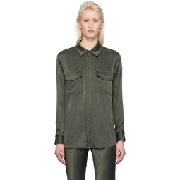 Green Boyfriend Shirt 241223F109001