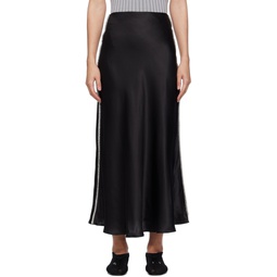 Black Bias Cut Midi Skirt 241223F092006