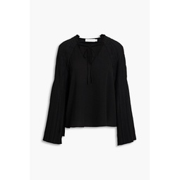 Delilah pintucked twill blouse