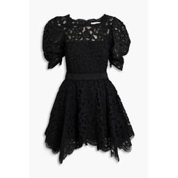 Beverly satin-trimmed corded lace mini dress
