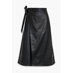 Bia wrap-effect faux leather midi skirt