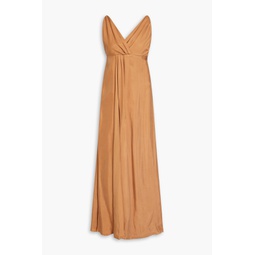 Rinna pleated cupro-blend twill maxi dress