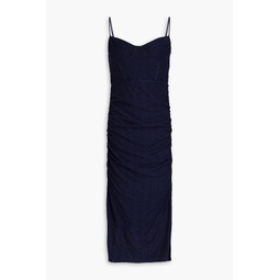 Moira ruched broderie anglaise midi dress
