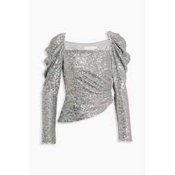 Allura ruched sequined jersey top