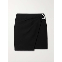 SIMKHAI Ebony crystal-embellished crepe mini wrap skirt