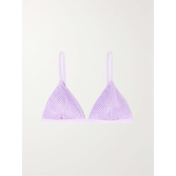 SIMKHAI Joelle mesh-trimmed crystal-embellished triangle bikini top