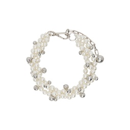 White Twisted Bell Charm   Pearl Necklace 241405F023011