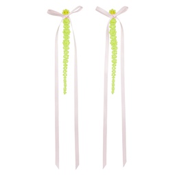 Green   Pink Bow Ribbon Drip Earrings 232405F022017