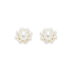 White Mini Daisy Stud Earrings 241405M144002