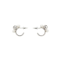 Silver Mini Bell Charm Hoop Earrings 241405M144003