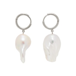 Silver Baroque Pearl Hoop Earrings 241405F022028