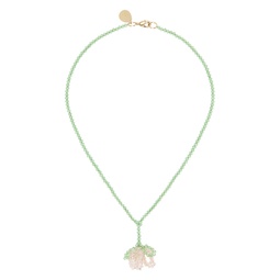 Pink   Green Cluster Flower Necklace 241405F023017