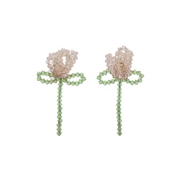 Pink   Green Cluster Flower Earrings 241405F022049