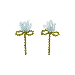 Blue   Khaki Cluster Flower Earrings 241405F022048
