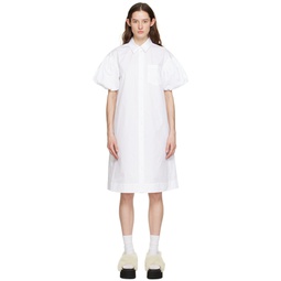 White Puff Sleeve Midi Dress 231405F054021