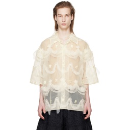 Off White Embroidered Shirt 241405M192015