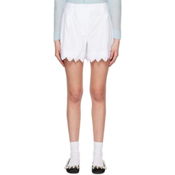 White Embroidered Shorts 231405F088001
