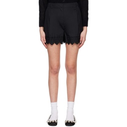 Black Embroidered Shorts 231405F088002