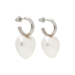 White Pearl Heart Earrings 222405F009018