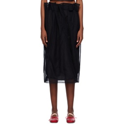 Black Pleated Midi Skirt 241405F092015