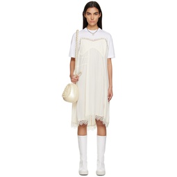 Off White Lace Midi Dress 231405F054034