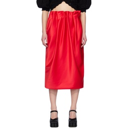 Red Pleated Midi Skirt 241405F092002