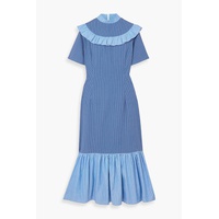 + The Vanguard Miss Gee ruffled pinstriped cotton-poplin maxi dress