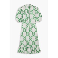 Bridgette ruffled floral-print cotton-poplin midi dress