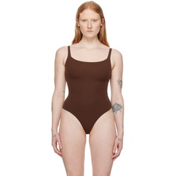 Brown Fits Everybody Square Neck Bodysuit 241545F358004