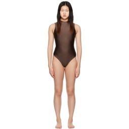 Brown Disco Sleeveless Bodysuit 231545F358001