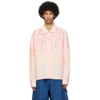 Pink Flame Embroidered Shirt 241219M192002