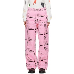 Pink Insulation Jeans 241219F069000