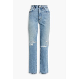 Sierra distressed high-rise straight-leg jeans