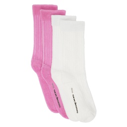 Two Pack Pink   White Socks 232480M220016