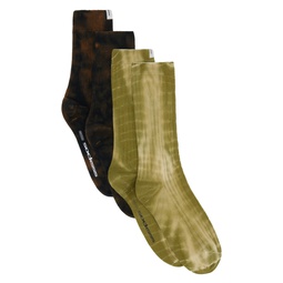 Two Pack Brown   Khaki Tie Dye Socks 241480M220014
