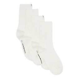 Two Pack White Ribbed Socks 241480M220013
