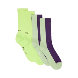 Two Pack Green   Purple Socks 222480M220012