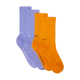 Two Pack Blue   Orange Socks 232480M220008