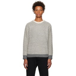 Gray Stripe Sweater 222221M201022