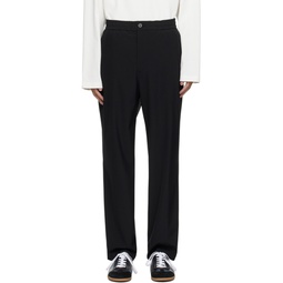 Black Concealed Drawstring Trousers 241221M191022
